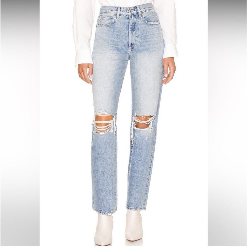 SLVRLAKE London Women’s 25 High Rise Straight Leg Jeans Distressed Time Worn
